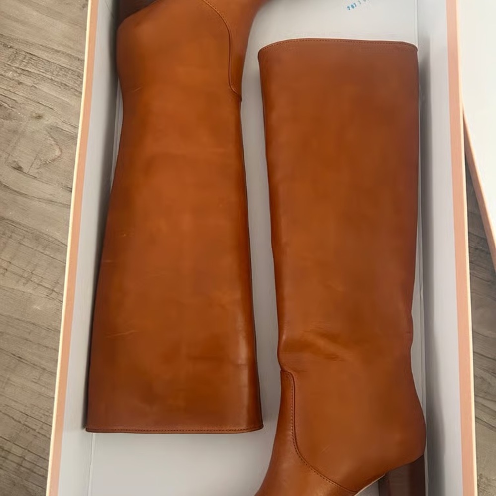 Loeffler Randall Tall Over-the-Knee Leather Boots in Cognac